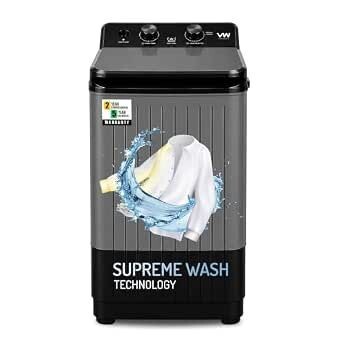 VW Visio World 8.5 kg semiautomatic Top Load Washer Only with Powerful Wash, V8 Supreme-Wash, Black/Grey