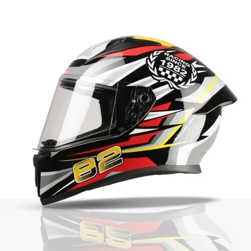 TVS Racing Titan Series Full Face Helmet for Men | Premium Bike Helmets with ABS Shell, UV Paint | Quick Release System | Aerodynamic Design | DOT & ISI Certified