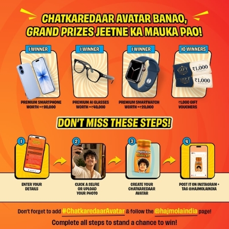 Dabur Hajmola Chatkaredaar Avatar Contest - Create your avatar and win Smartphone, AI Glasses, smartwatch & more