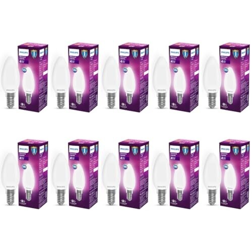 Philips 4-Watt 400-lumen Frosted Candle E14 Base (Cool White, Pack of 10)