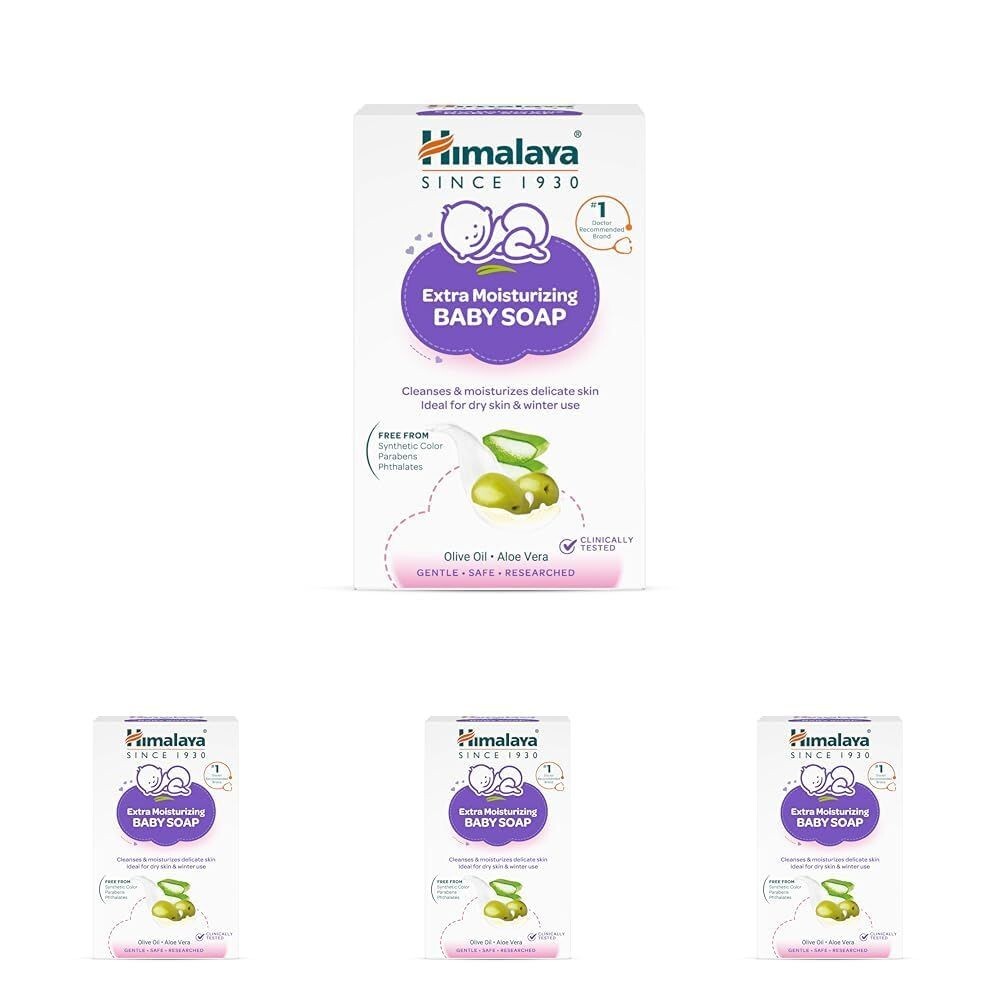Himalaya Extra Moisturizing Baby Soap for Dry Skin | B3G1-125g Helps Lock In Moisture With Aloe-Milk Moisture Complex of Almond & Olive Oil | Clinically Tested | No. 1 Doctor Recommended Brand