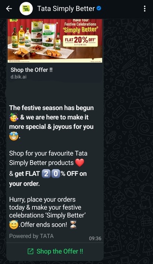 Tata simply better- Flat 20% off site wide on products