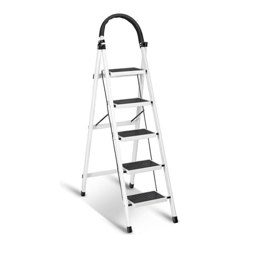 Sulfar Foldable 5-Step Ladder With Wide Anti-Slip Pedal 