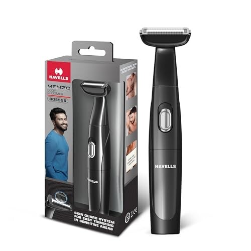 Havells Menzo Body Groomer| Wet & Dry Use| Battery Powered|Skin Guard for No Nicks & Cuts| For All Body Parts Including Senstive Areas| BG5555