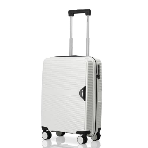 HRX Intergallcatic Grey Cabin Size Parabola Polypropylene Hard Shell Suitcase - Premium Travel Trolley Bag with 8 Spinner Wheels, Number Lock & Water Resistant Body