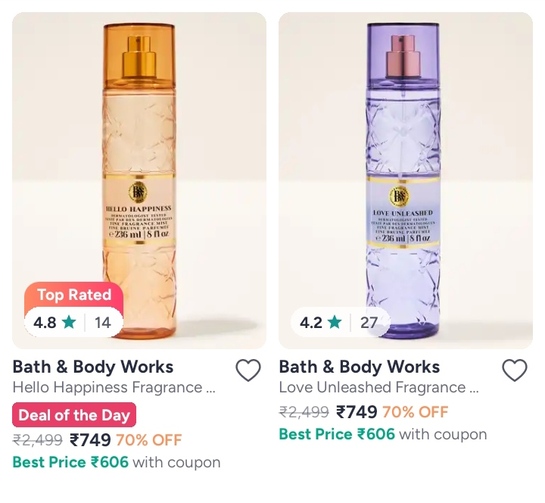 Bath and Bodyworks at 70% off + 150 off 