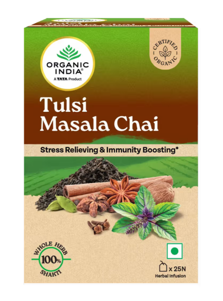 A TATA Product - Organic India Tulasi Masala Chai (25 Tea Bags) & more upto 58% off