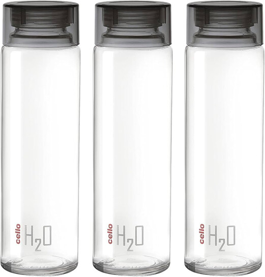CELLO H2O Glass Fridge Water Bottle with Plastic Cap