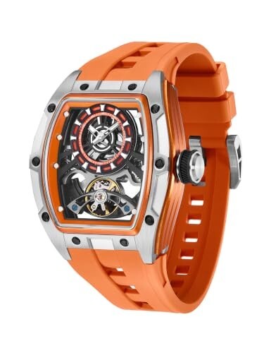 French Connection Limited Edition | Stealth Series | Skeleton Dial | Stainless Steel Case | Premium Silicone Strap | Automatic Watch for Men - FCA48
