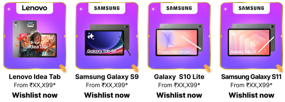 Flipkart Upcoming BBD Sale Deals on Android Tablets: Motorola 60 Neo, Lenovo Idea Tab, Samsung S9 & more