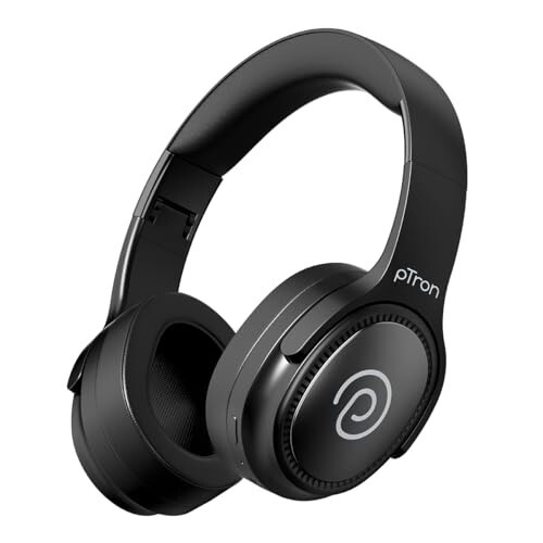 pTron Studio Pro w/ 65Hrs Playtime, Wireless Over Ear Headphones with HD Mic, Dual Device Pairing, TruTalk AI-ENC Calls, Low-Latency Game & Music, 40mm Drivers, BT5.4, Type-C Fast Charging (Noir)