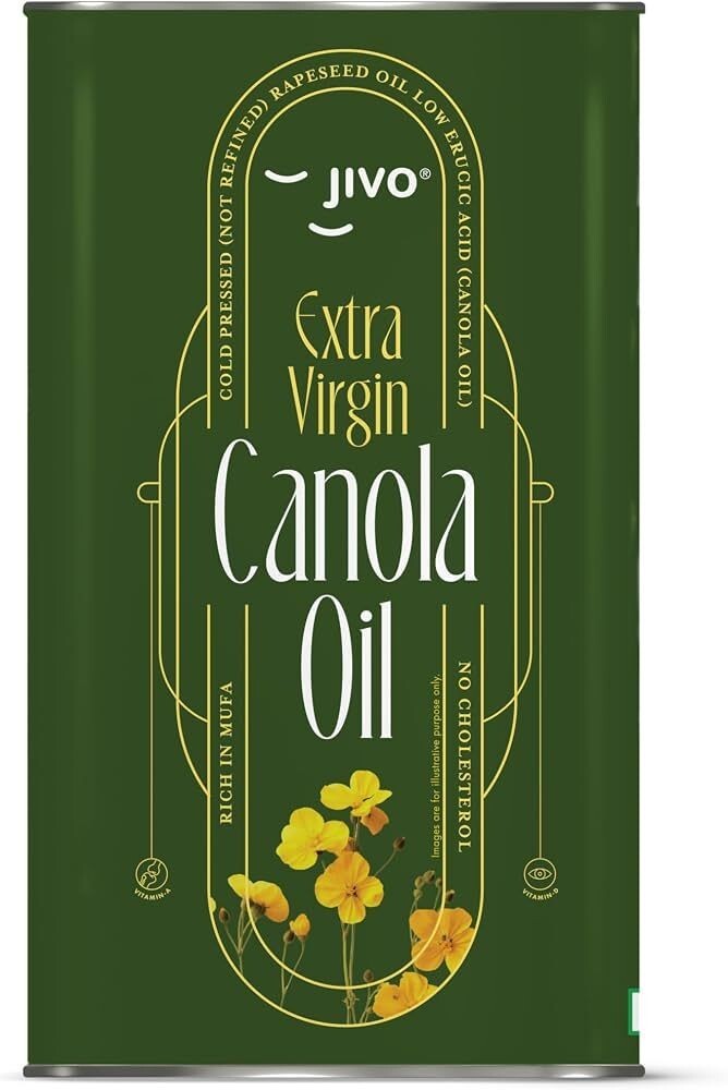 JIVO Extra Virgin Canola Edible Oil 3 Litres | Vitamin A & D Fortified Cooking Oil | Canada Imported MUFA-Rich Oil | Ideal for Roasting, Frying, Baking & All Types of Cuisines