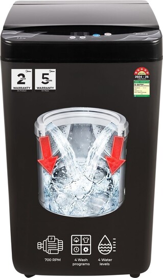Midea 7.5 kg Fully Automatic Top Load Black (MWMTL075FP0PNMB)