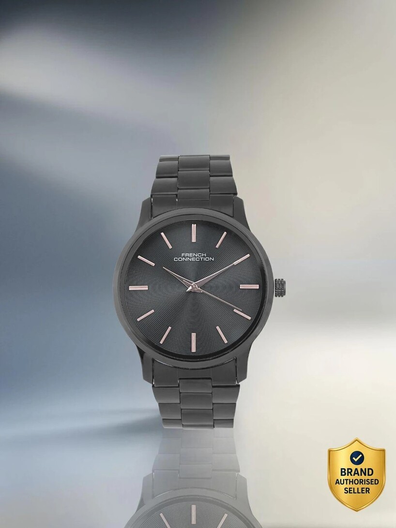 French Connection All-Black Stainless Steel Quartz Watch for Men