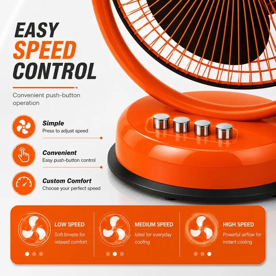 Flipkart SmartBuy Atomic300 with 2 Year Warranty High Air Delivery, Ultra High Speed 300 mm Table Fan (Orange Black | Pack of 1)