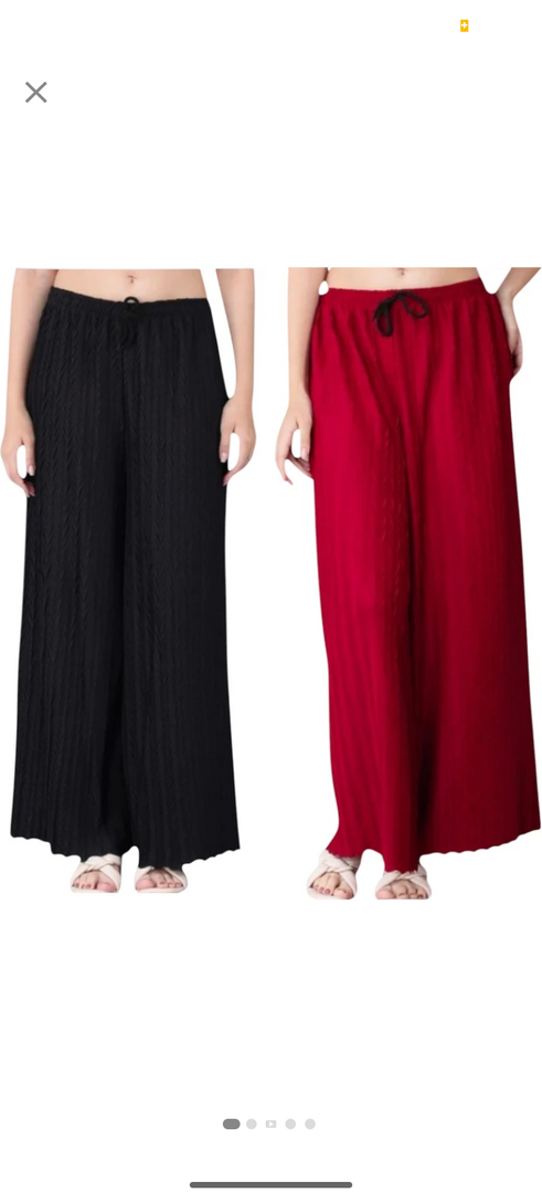 Pack of 2 Women Regular Fit Red, Black Polyester Trousers