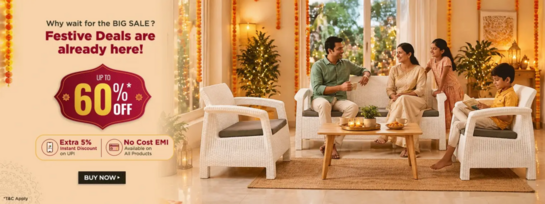 Festive Deals are already here | Upto 60% Off | Extra 5% instant discount | 