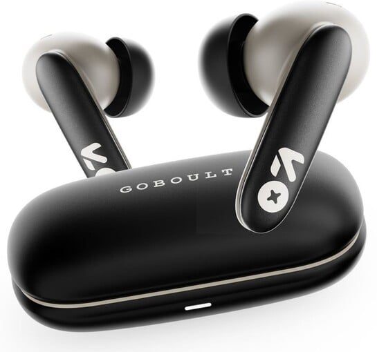 GOBOULT Y1 v2.0 60Hrs Battery, Ultra Sleek, App Support, Dual Pairing, 4 Mic ENC, 6.0v Bluetooth Headset (Black Onyx, True Wireless)