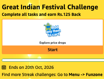Great India Festival Challenge Complete Actions and  to win guarateed rewards up to ₹300,user specific
