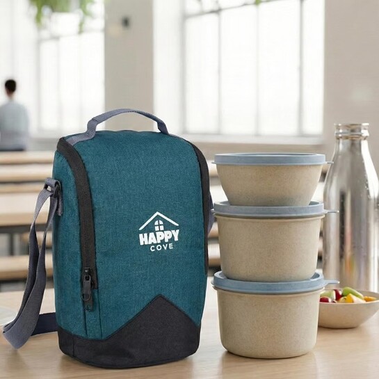 Happy Cove Eco Friendly Lunch Box for Office Use | Biocomposite Wheat Straw, Rice Husk & Bamboo Fibre | 3 Microwave Safe Containers