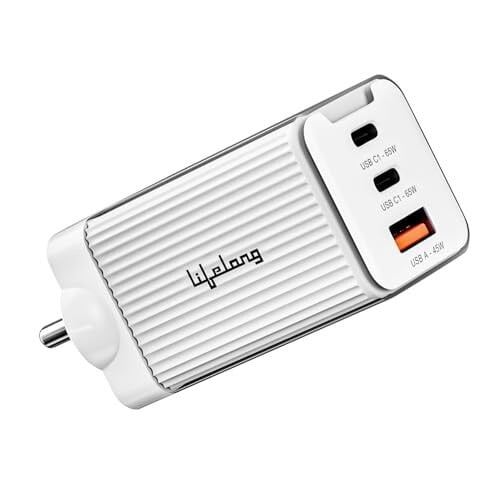 Lifelong Electronics 65W Super Fast GaN Charger PD Technology | 1 USB A + 2 Type C Ports | iPhone 17/16/15/14 (Including Pro Max), Android, Samsung | Laptops - MacBook, Dell, HP, Lenovo, Acer, ASUS