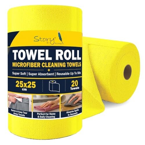 Story@Home 20 X All Purpose Microfiber Reusable Cleaning Cloth Towel Yellow