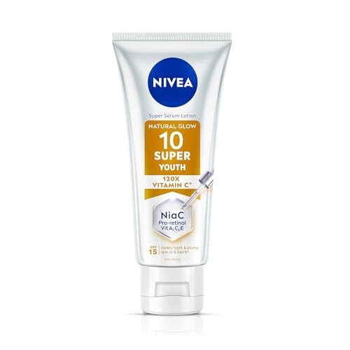 NIVEA Super 10 Youth Body Serum Lotion 170ml | Niacinamide Retinol 120X Vitamin C Body Lotion SPF15 Daily Sunscreen | Skin Tightening, Lightweight, Fast Absorbing Moisturizer | Youthful & Firm Skin in 5 Days