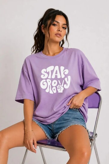 Double the Looks, Single Price! Reversible Cotton Blend Purple T-Shirt for Women