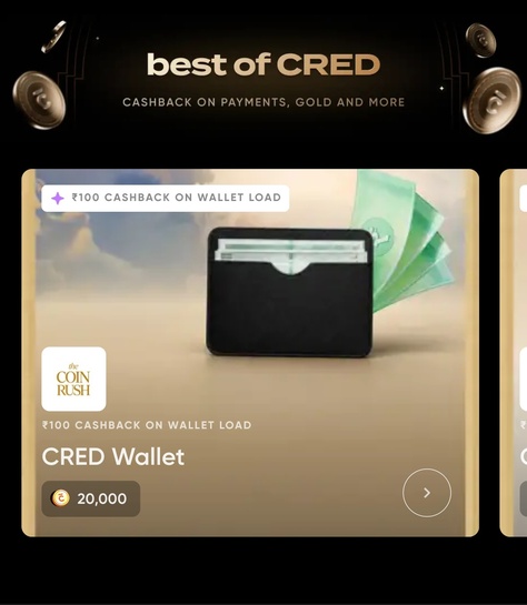 Cred - 100rs cashback on 5k wallet load using 20k coins 