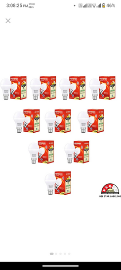 HENONIX 10 W Round B22 LED Bulb pack Of 10