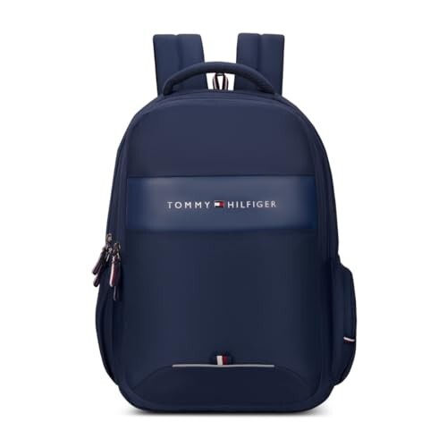 Tommy Hilfiger Joshua Polyester Unisex 15 Inch Laptop Backpack - Navy | Water Bottle Holder | USB Cable holder Pocket