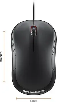 amazon basics Wired USB Mouse, 3-Button, 1000 DPI Optical Sensor, Plug & Play, for Windows/Mac
