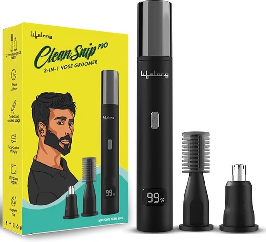 Lifelong 3-in-1 Nose, Ear & Eyebrow Hair Remover & Trimmer for Man & Women