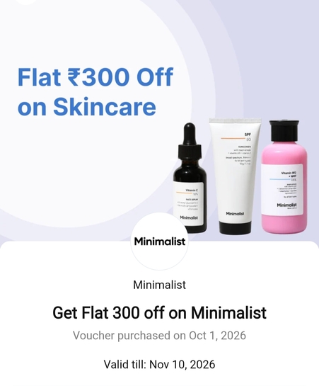 Get Flat 300 off on Minimalist