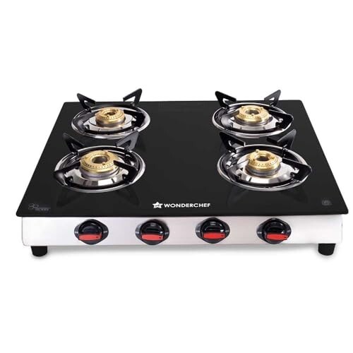 Wonderchef Galaxy 4 Burner Cooktop | 2 Medium, 2 Small Wide Spaced Burners 