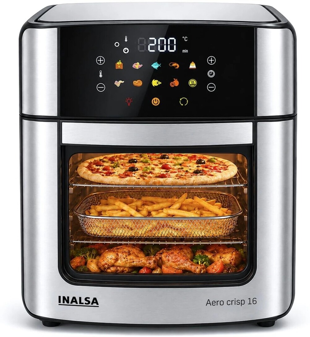 [ICICI/AXIS Card Offer + Extra Off Using SuperCoins ] Inalsa Aero Crisp16 1800W 12-in-1 Air Fryer