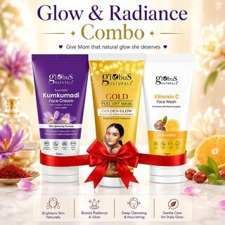 (Combo of 3) Globus Naturals Vitamin C Face Wash (75g) With Gold Peel Off Mask (100ml) and Kumkumadi Face Cream (50g)