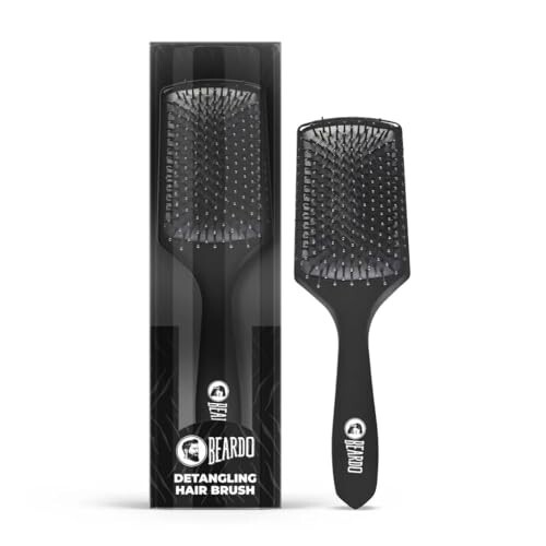 Beardo Detangling Hair Brush | Detangling curls, smoothening, frizz control, shine, paddle hair brush for men | Men Accessories | Hair comb for men | Lightweight - For All Hair Types