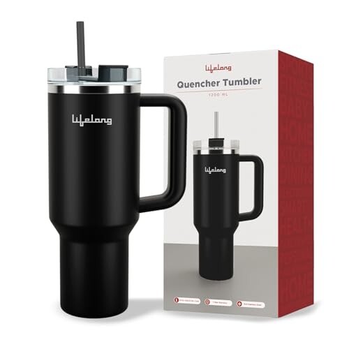 Lifelong Double-Walled Vacuum Insulated Tumbler with Unbreakable Tritan Lid 1200ml | Keeps Drinks Hot for 5 Hours & Cold for 9 Hours | Recycled Stainless Steel, Leakproof Lid & Comfort-Grip Handle