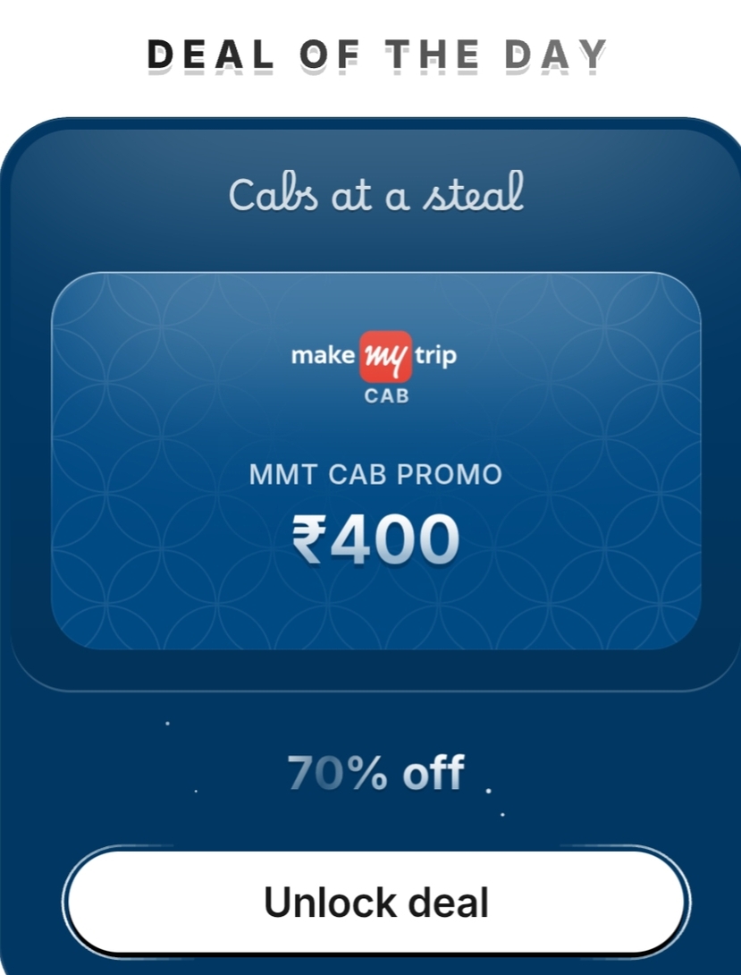 Hubble → Deal of the Day (MakeMyTrip Cab 400 gv at ₹120)