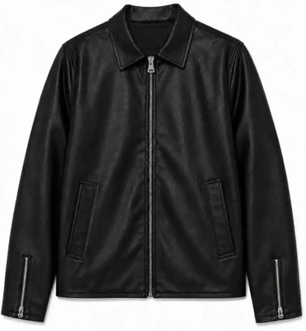 Men's Classic Faux/Leather Jacket, Full Zip Casual Outwear with
