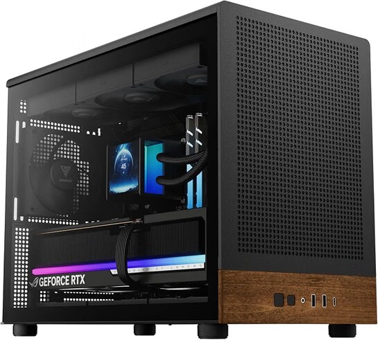 GAMDIAS Athena M4M Wood - Mini Tower Cabinet|  Supports Mini-ITX, Micro-ATX Motherboard | AIO Support Top : 360mm/ Front: 240mm/ Bottom : 360mm