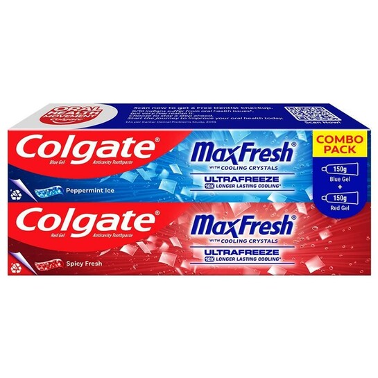 Colgate Max Fresh Red & Blue Gel Combo Pack 150 g (Pack of 2)