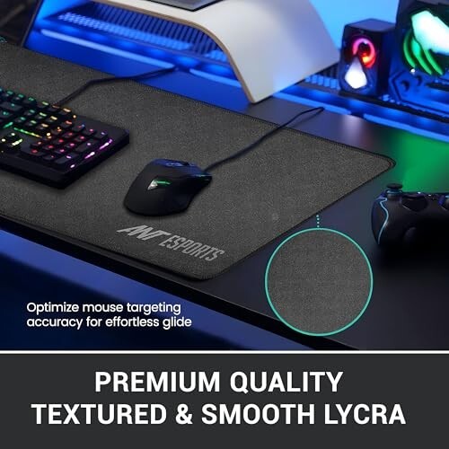 Ant Esports MP320S - Speed Gaming Mouse Pad-XL-Extended Large with Stitched Edges, Waterproof Non-Slip Base for Gaming & Office – Black