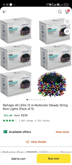 Multicolour steady tuni light 40 led 12m/35ft pack of 5(56/pack) @279
