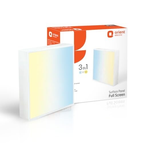 Orient Electric Moodlight Surface Panel, 12W | 3CCT | Ceiling Light | Square | Warm White. Natural White & Cool White, Pack of 1