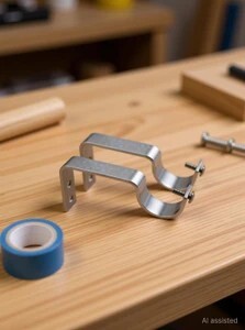 RINTL Silver Curtain Hooks, Curtain Knobs, Curtain Rods, Rod Rail Bracket Metal