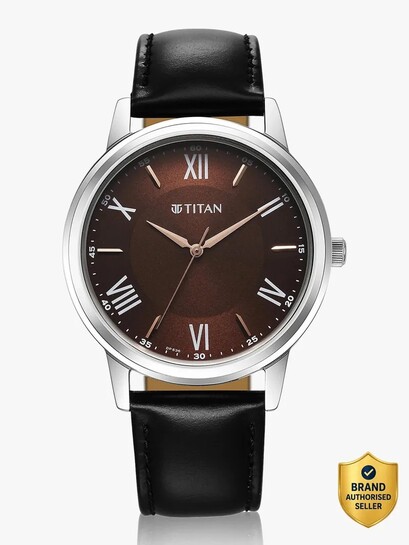 Titan Karishma Brown Dial Black Leather Strap Analog Watch  - For...more