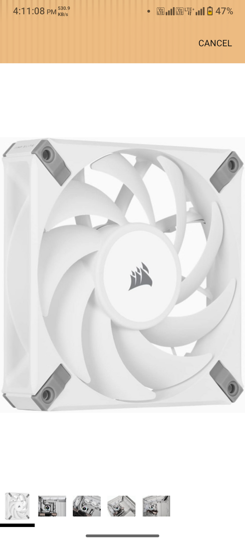Corsair AF120 Elite, High-Performance 120mm PWM Fluid Dynamic Bearing Fan with AirGuide Technology (Low-Noise, Zero RPM Mode Support) Single Pack - White