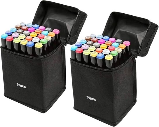 Corslet Alcohol Markers & Color Pens Set | Colour Marker Pen Art Markers Dual Tip (Marker 30 Pcs - Pack of 2)